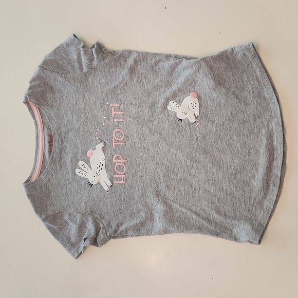 Cat and Jack gray bunny rabbit hop to it short sleeve tshirt small 6 6x - Picture 1 of 7